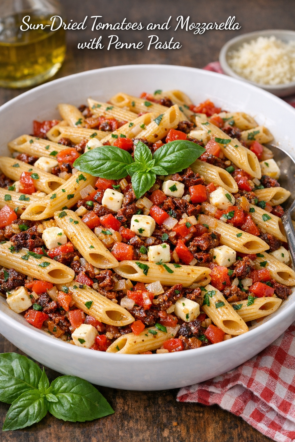 Sun-Dried Tomatoes and Mozzarella with Penne Pasta